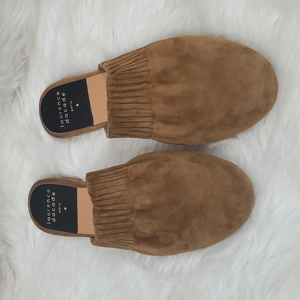Laurence Dacade Tammy Flat Mules suede brown round mules women size 38